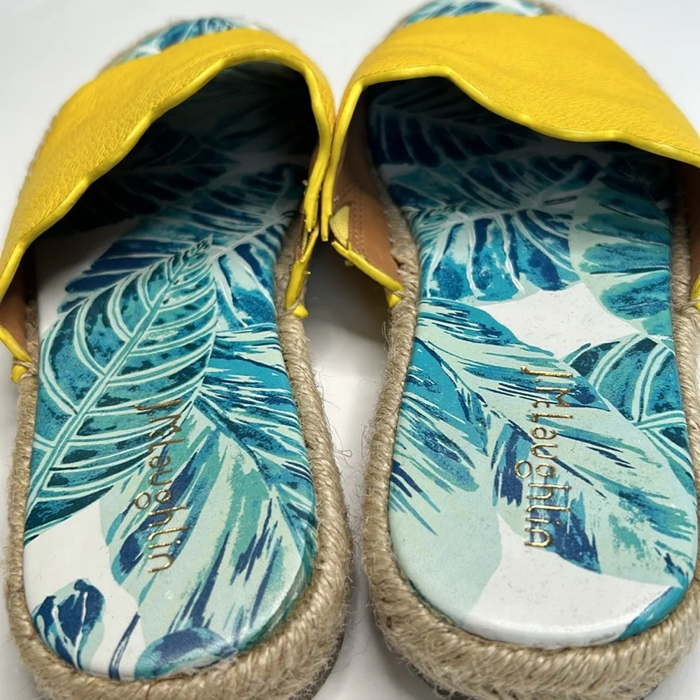 J. McLaughlin Aries Leather Scalloped Sandals‎ Yellow 9.5